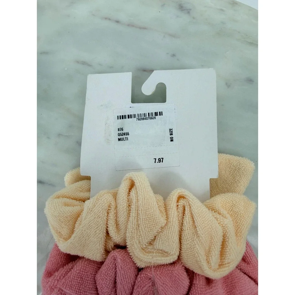 Mommy & Me 4-Pack Terry Cloth Bow Scrunchies Pink Cream Hair Ties New